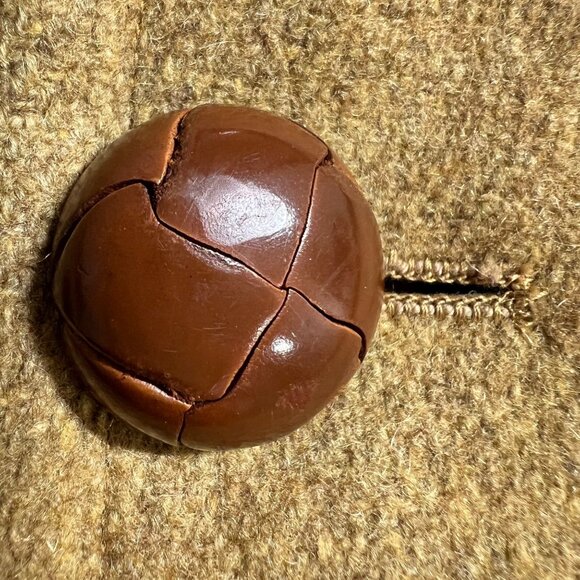 Rare Zero King Boiled Wool Mens Heavy Overcoat USA Camel Tan Wood Button Size 44 - Picture 12 of 16